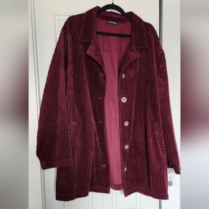 Wine Cotton Corduroy Oversized Jacket